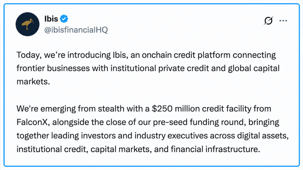 $250M FalconX Facility Powers Ibis Push Into Onchain Credit