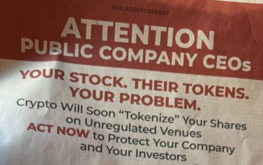 Crypto Leaders Blast Misleading WSJ Ad on Tokenization Risks