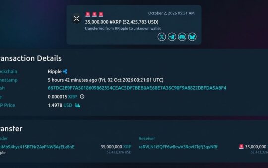 Ripple Moves 35M XRP and the Mystery Wallet Forwards 6.5M Within Hours